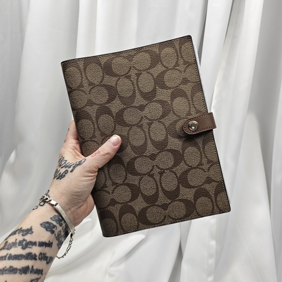 Coach Other - Coach Signature Canvas Notebook Cover Planner Binder Brown Khaki Snap Closure